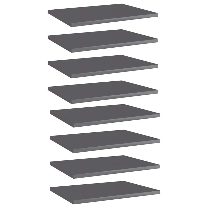 vidaXL Ράφια Βιβλιοθήκης 8 τεμ. Γυαλ. Γκρι 40x30x1,5 εκ. Επεξ.Ξύλο