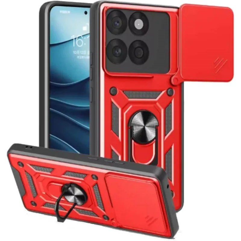 Θήκη Motorola Edge 70 Bodycell Armor Slide Ανθεκτική με Κάλυμμα για την Κάμερα & Μεταλλικό Ring Holder - Red (5206015085673)