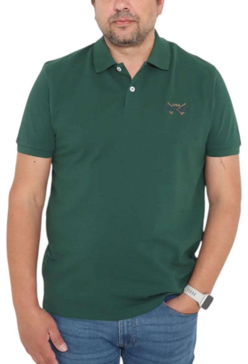 Μπλούζα Polo USA POLO CLUB Sleeve Polo-Shirt 1002-GREEN Ανδρικό