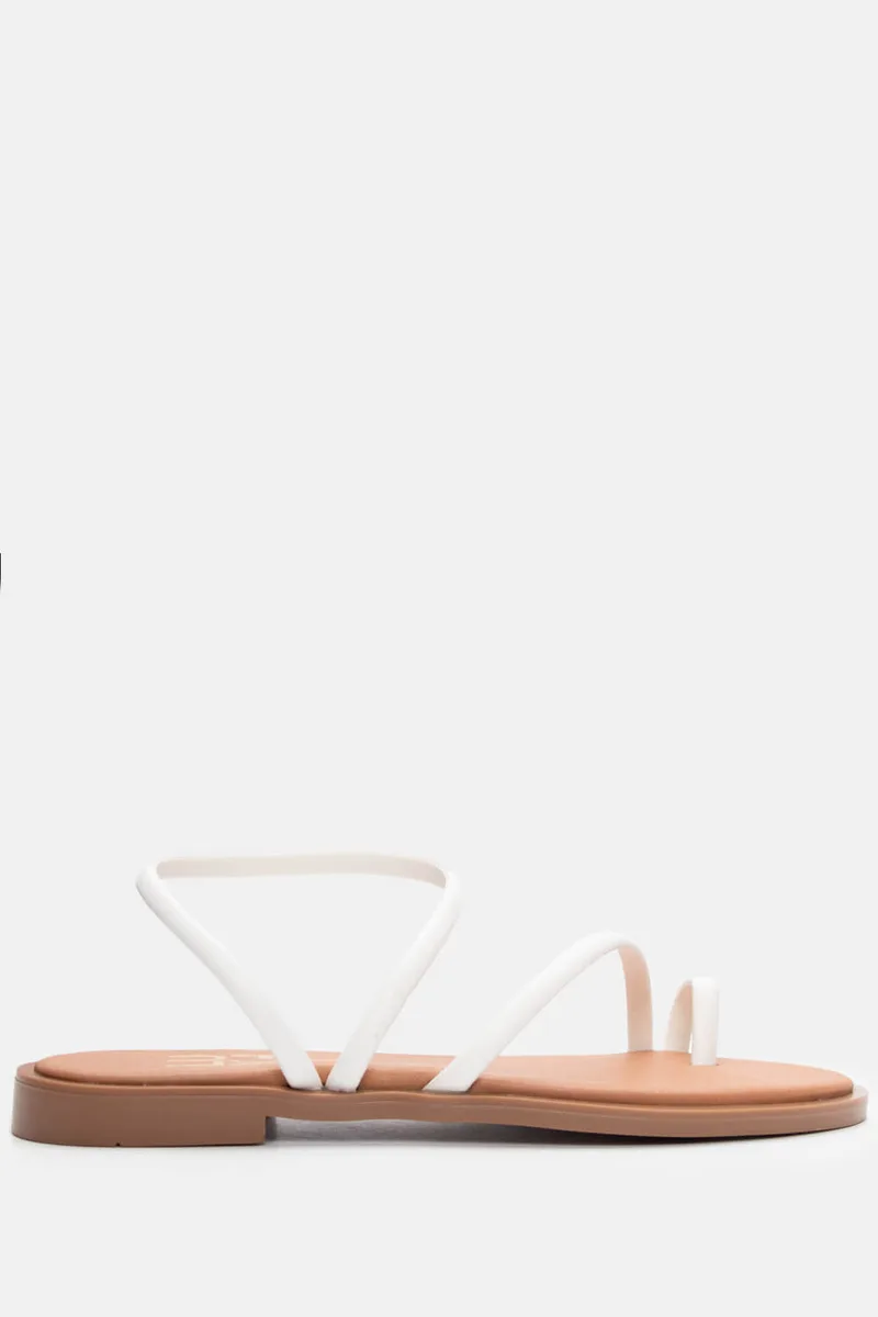 LUIGI DESIGN - Σανδάλια Flat με Λοξό Λουράκι - Λευκό