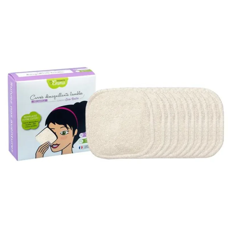 Les Tendances D'Emma Washable make-up remover squares Bamboo Ecru X10 Eco Belle