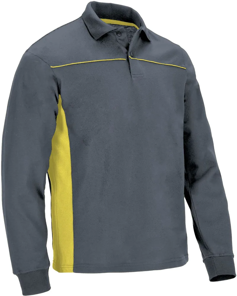 Μακρυμάνικο Polo Shirt THUNDER Valento POVATHLGA Cement Grey-Lemon Yellow