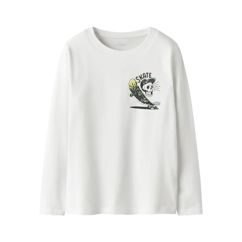 Μπλούζα μακό αγόρι name it-13224969-Bright White Skate-organic cotton