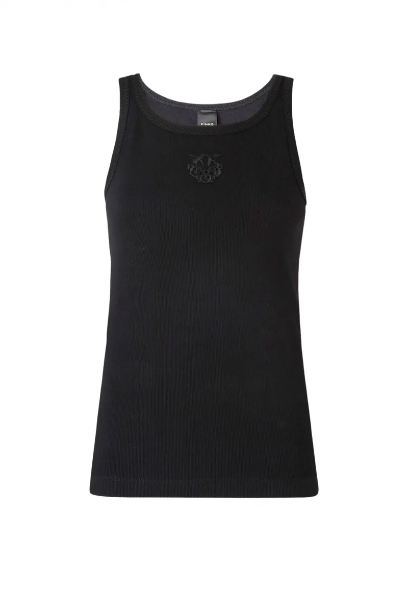 PINKO ΦΑΝΕΛΑΚΙ ΡΙΜΠ BITETTO TANK TOP ΜΑΥΡΟ