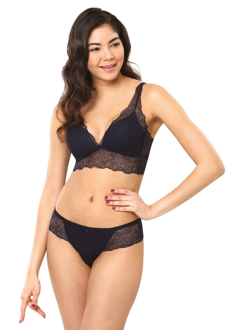 Σετ Bralette τριγωνάκι με brazil Norddiva 8135-Μπλε Σκούρο