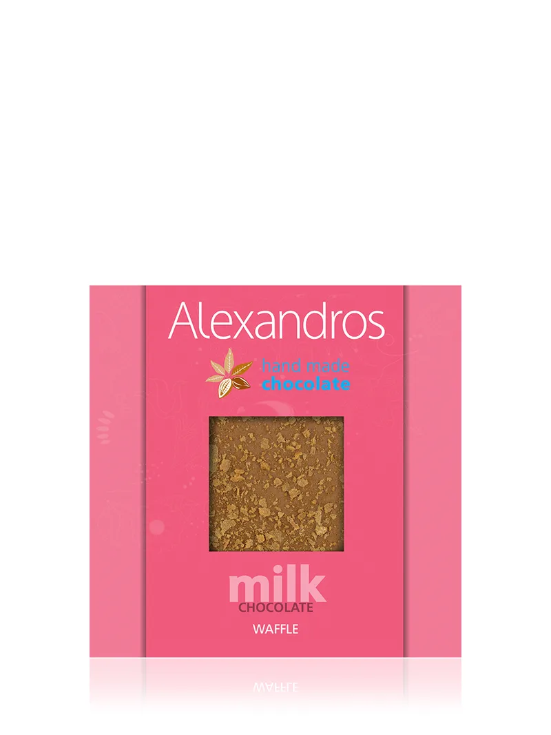 Χειροποίητη σοκολάτα γάλακτος με βάφλα "Alexandros" 90g>
