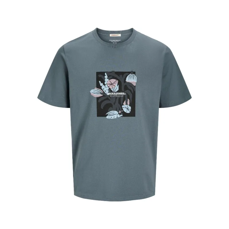 Jack & Jones "Almeria Front Tee"σε Plus fit γραμμή,με μεταξοτυπία - Storm