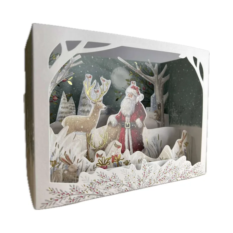 Pictura Xmas 3D Αναδυόμενη Κάρτα Κουτί Άη Βασίλης με Τάρανδο PI22024