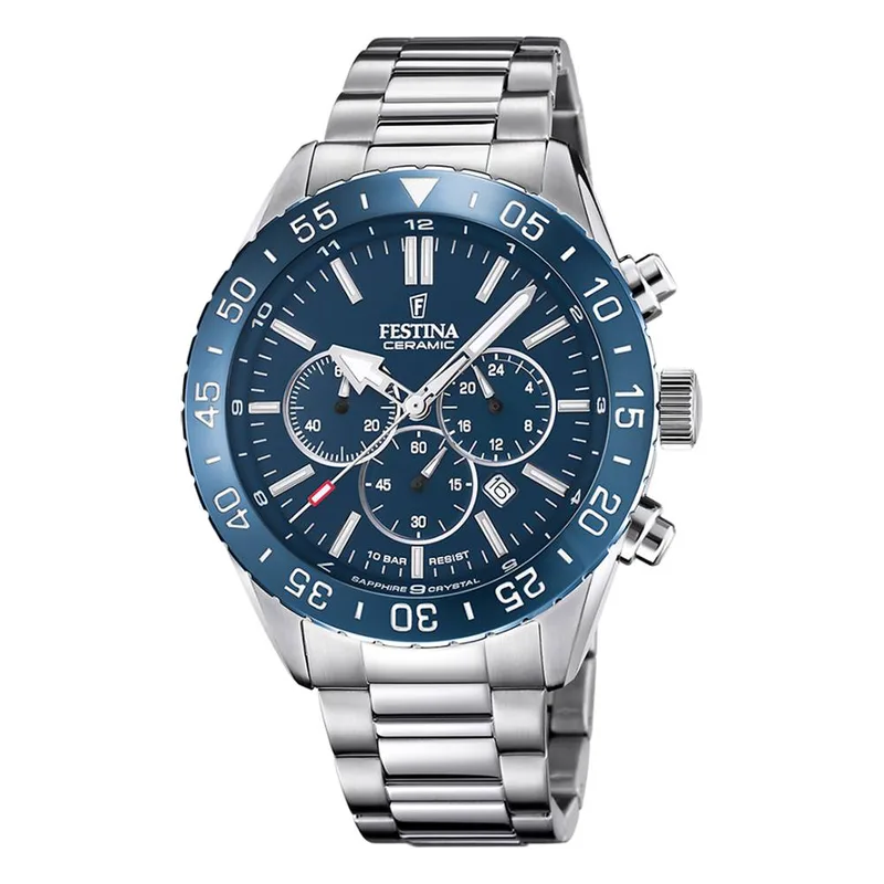 FESTINA Ceramic Chronograph Silver Stainless Steel Bracelet F20575/2