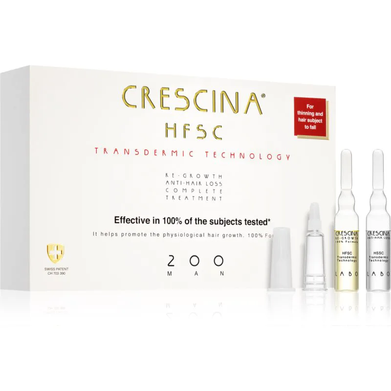Crescina Transdermic 200 Re-Growth and Anti-Hair Loss θεραπεία ανάπτυξης μαλλιών κατά της τριχόπτωσης για άντρες 20x3,5 ml