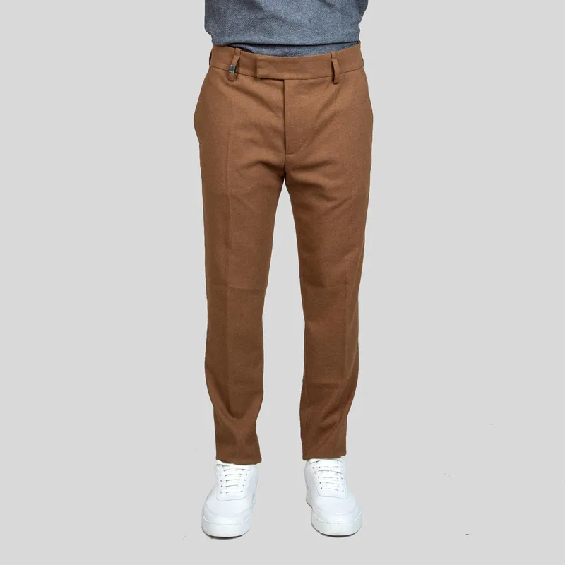 HOSIO Ανδρικό Καφέ Light Wool Trousers Brown