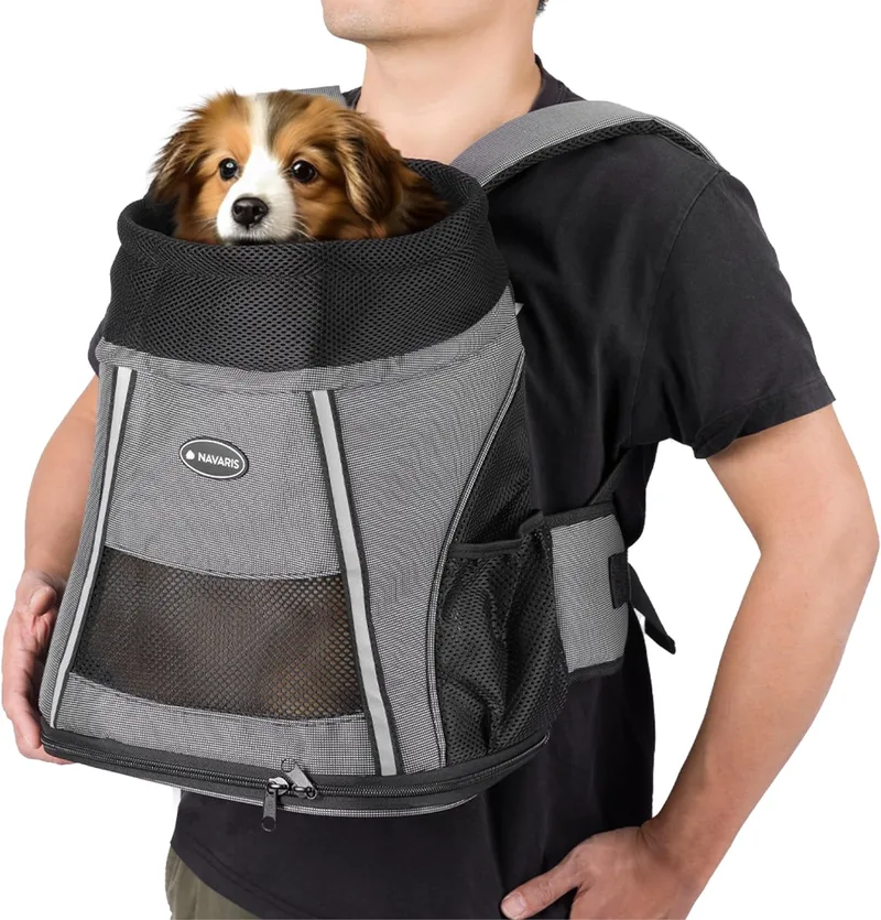Navaris Pet Front Carrier - Σακίδιο Μεταφοράς για Κατοικίδια - 37 x 33 x 24 cm - Grey (61849.22)