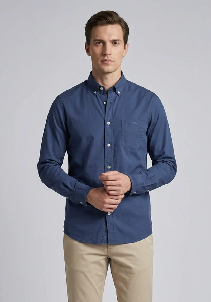 Fynch Hatton Πουκάμισο Poplin - 1613 9010 655 Horizon