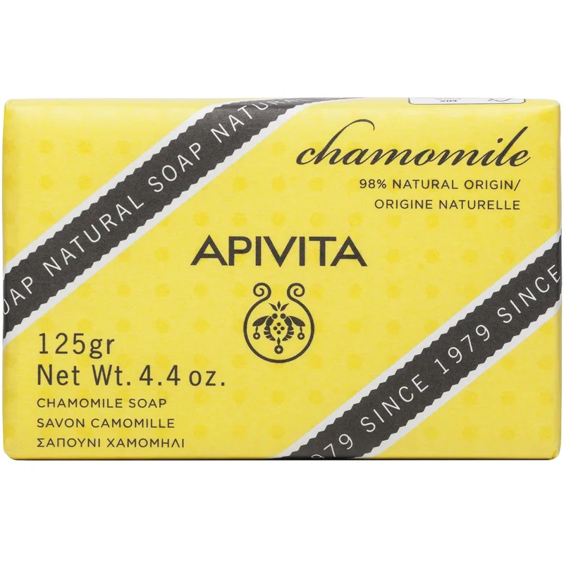 Apivita Natural Soap With Chamomile Καταπρϋντικό Φυτικό Σαπούνι για Ευαίσθητες Επιδερμίδες με Χαμομήλι 125g