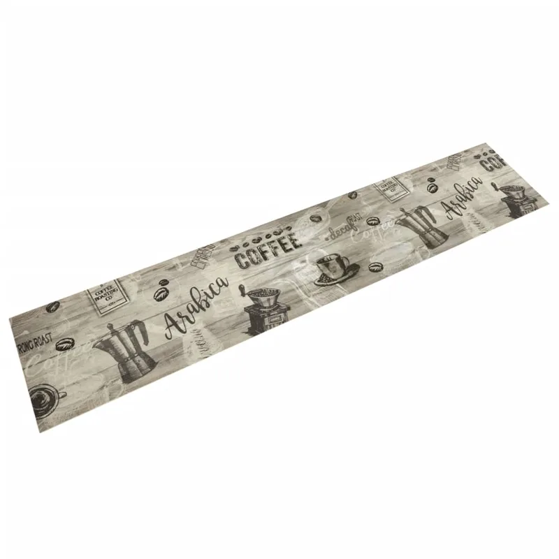 vidaXL Χαλί Κουζίνας Πλενόμενο Γκρι Επιγρ. Coffee 60x300 εκ. Βελούδο