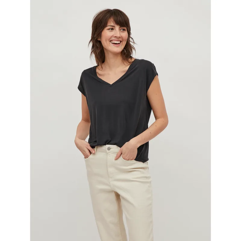 Vila T-Shirt Modala 14074847 Μαύρο Relaxed Fit