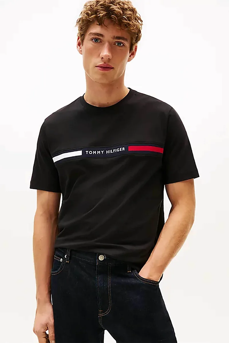 Tommy Hilfiger ανδρικό T-shirt με λογότυπο Regular Fit - MW0MW36498 Μαύρο