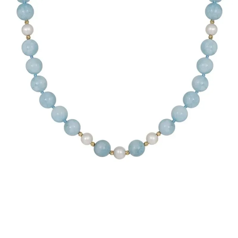 Γυναικείο κολιέ Κ14 Aqua and Pearls 043112 043112 Χρυσός 14 Καράτια