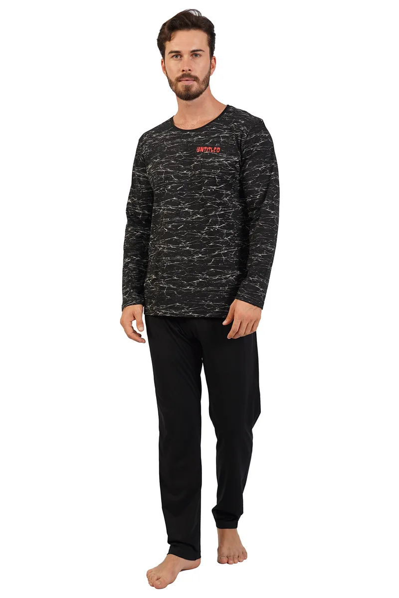 Vienetta Man Ανδρική βαμβακερή πυτζάμα "Untitled" Plus Size (1XL-4XL)-105307