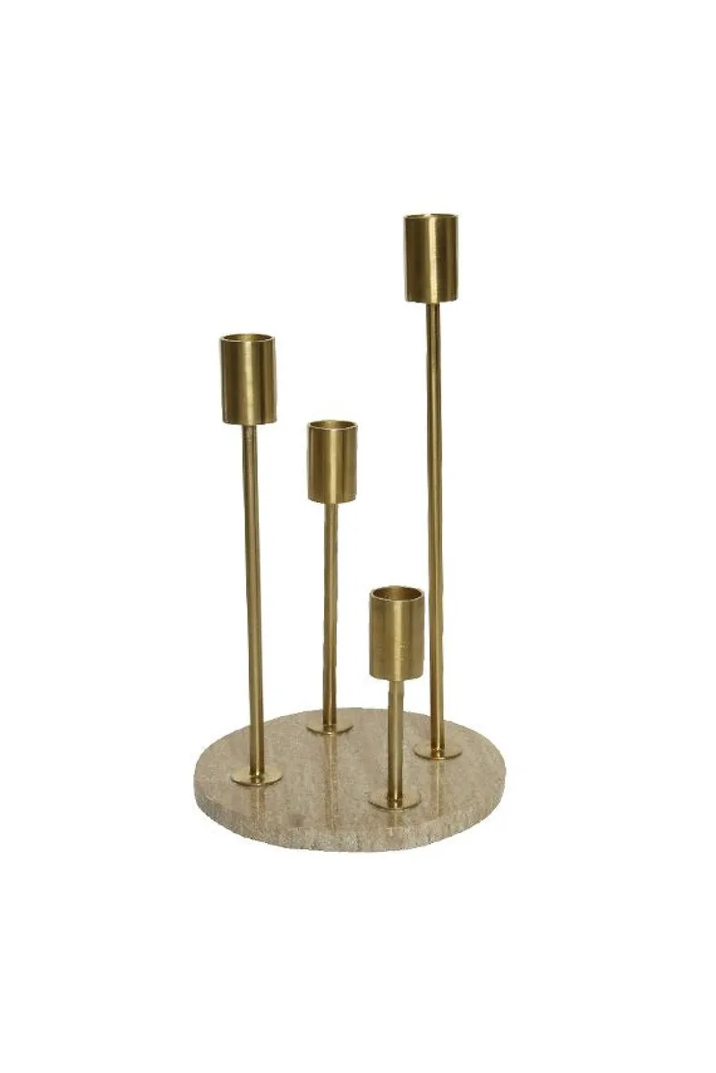 Κηροπήγιο Με Βαση Από Μάρμαρο 15x15x28cm Μονόχρωμο Kaeming
