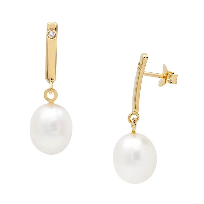 TBS Creations Σκουλαρίκια με μαργαριτάρια Fresh Water Pearl από χρυσό 14 καρατίων BSE110596