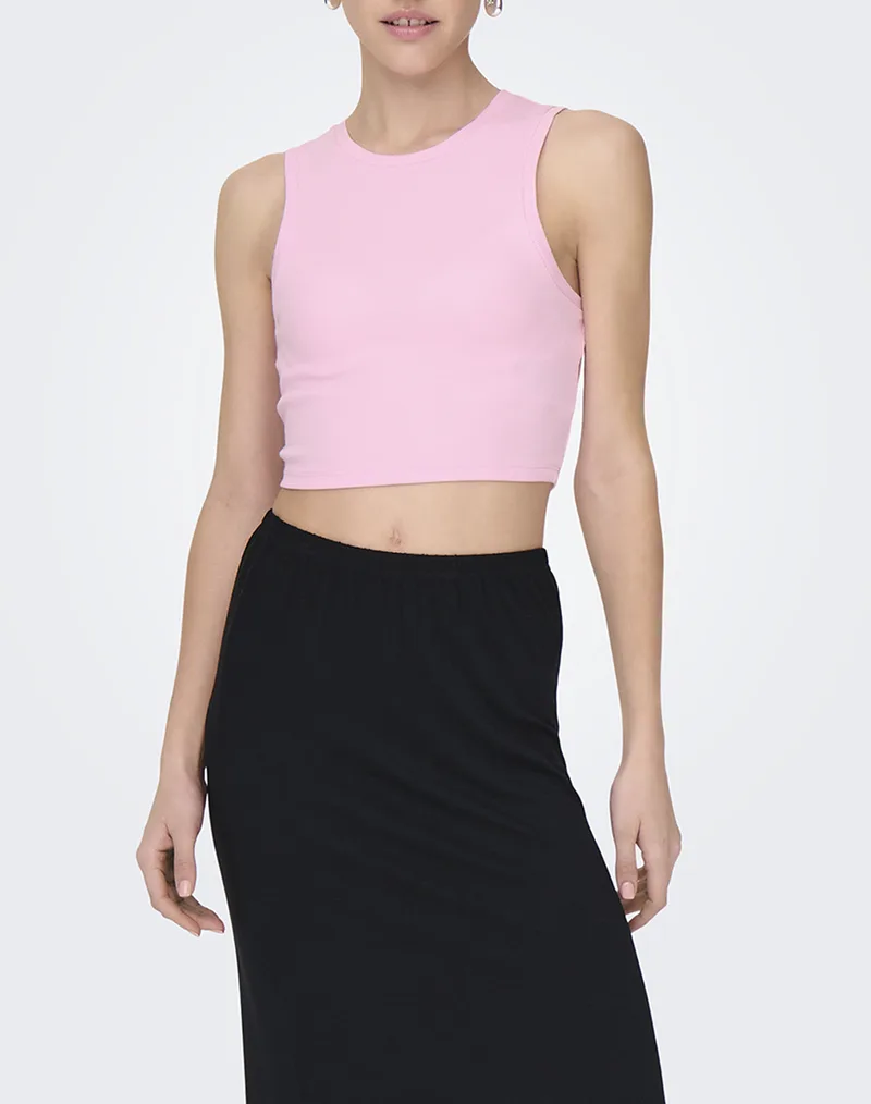 ONLY ONLVILMA S/L CROPPED TANK TOP JRS NOOS 15282771-Pink Lady Ροζ