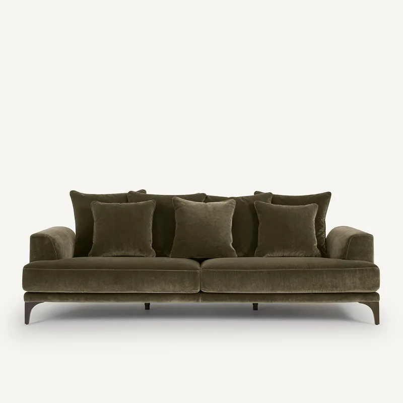 Καναπές με βελουτέ ταπετσαρία Μ105xΠ217xΥ84cm