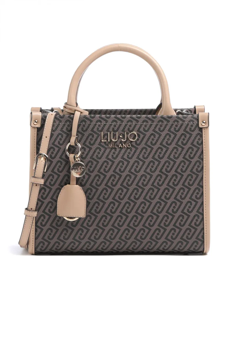 LIU-JO BETTER ΤΣΑΝΤΑ ΧΕΙΡΟΣ/CROSSBODY TOTE RIDHI ALL OVER LOGO ΚΑΦΕ