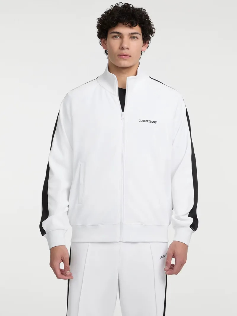 Guess Jeans Ανδρική Ζακέτα Tricot Track Jacket M5GQ29KB212-G011 Λευκό