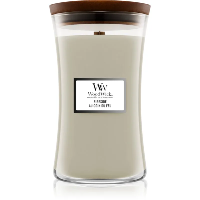 Woodwick Fireside Au Coin Du Feu αρωματικό κερί με ξύλινο φιτίλι 609.5 γρ