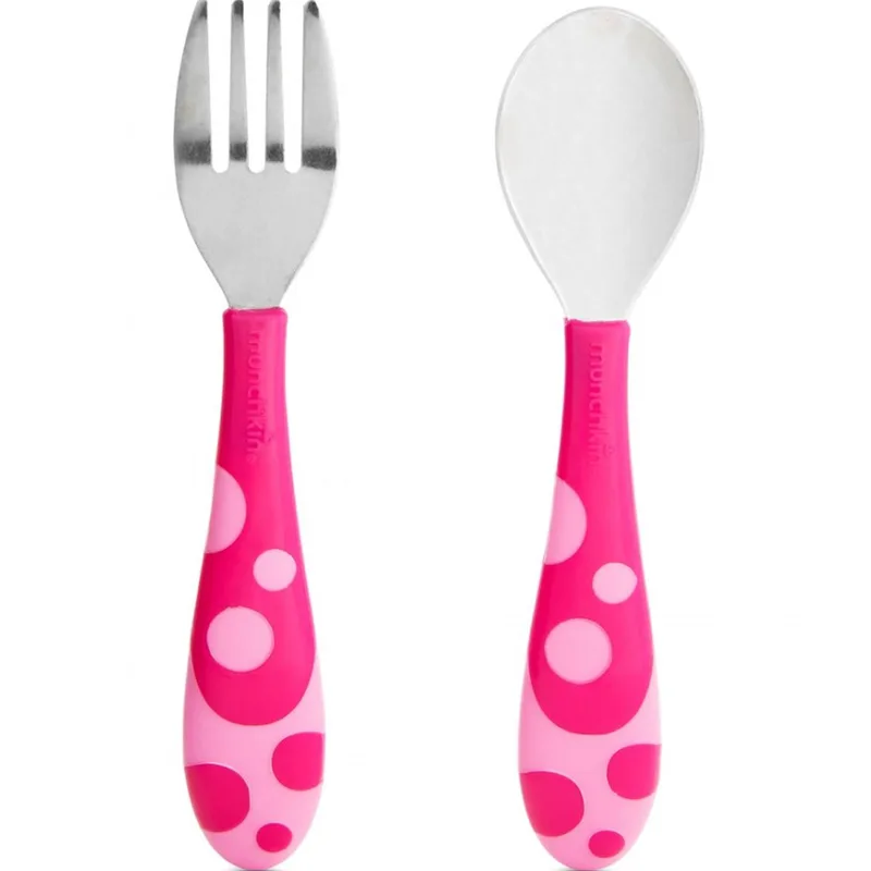 Munchkin Toddler Fork & Spoon Set 12m+ Εκπαιδευτικό Σετ Πιρούνι - Κουτάλι 1 Τεμάχιο - Ροζ
