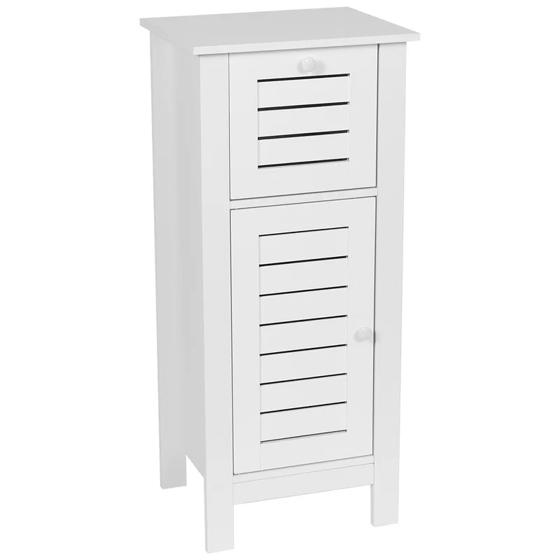 Έπιπλο MDF-Βελανιδιά Με 1 Συρτάρι & 1 Ντουλάπι Με Ράφι Στο Εσωτερικό 36,5x30x83εκ. Λευκό MRShome 2226000 (Υλικό: Mdf, Χρώμα: Λευκό) - sealskin - sl-DS-2226000