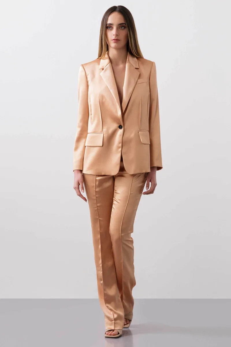 BCBGMAXAZRIA γυναικείο σατέν σακάκι με λεπτομέρεια στην πλάτη - 23SRJ193VI06 Σομόν