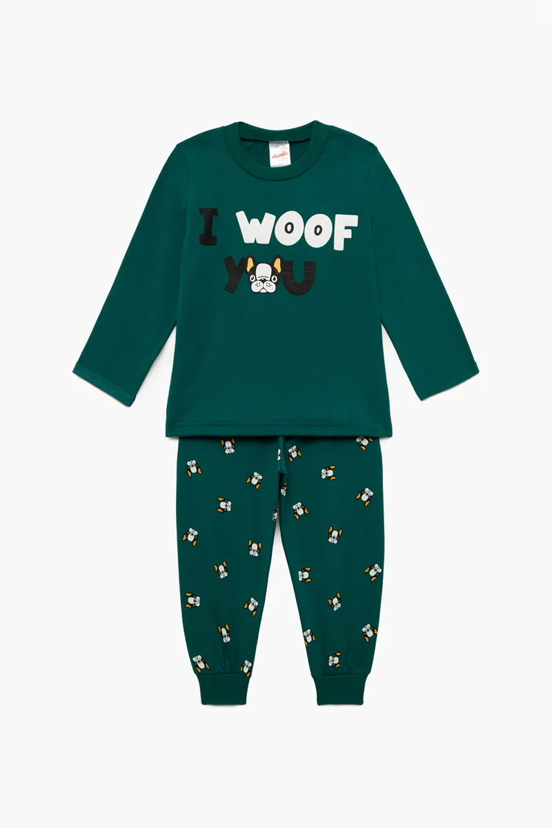 Minerva Βρεφική χειμερινή unisex βαμβακερή πυτζάμα "I Woof You" (01-04ετών)-62259-843