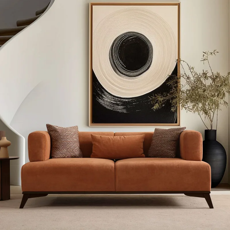 Διθέσιος Καναπές Hera - Πορτοκαλί, Black 560Are5212 (100x75x180)