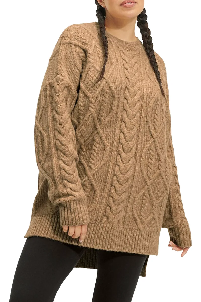 Πουλόβερ Ugg Raelee Cable Knit Sweater Long 1133131-CAM Γυναικείο