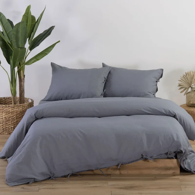 Παπλωματοθήκη Υπέρδιπλη Nef-Nef Cotton-Linen Grey 240x220