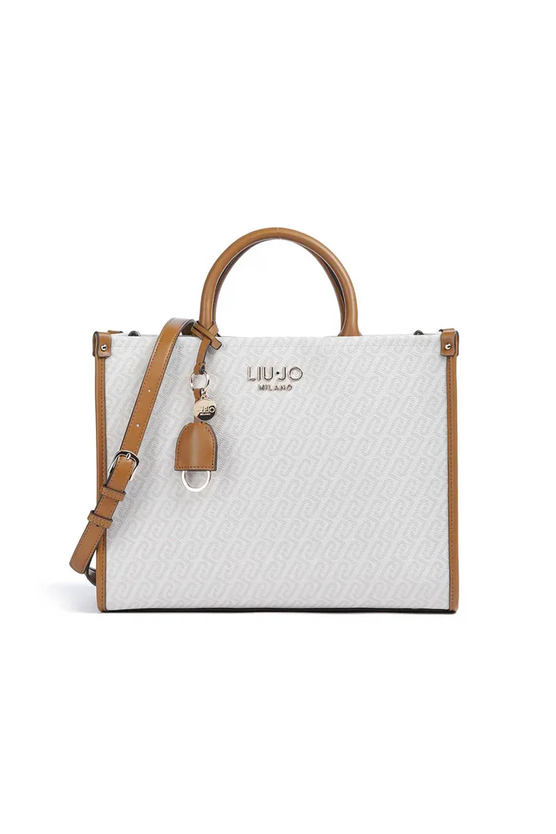 Liu Jo γυναικεία τσάντα tote με λογότυπο και all-over logo print - AA6206E1092 Μπεζ