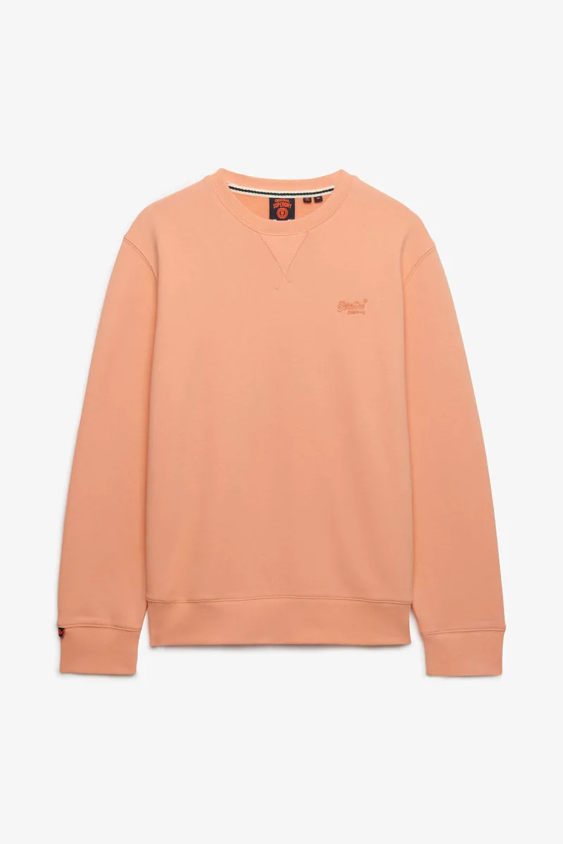 Superdry ανδρική μπλούζα φούτερ με κεντημένο λογότυπο Relaxed Fit "Essential" - M2013751A Ροδακινί