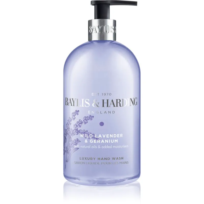 Baylis & Harding Wild Lavender & Geranium υγρό σαπούνι για τα χέρια με ενυδατικό αποτέλεσμα 500 ml