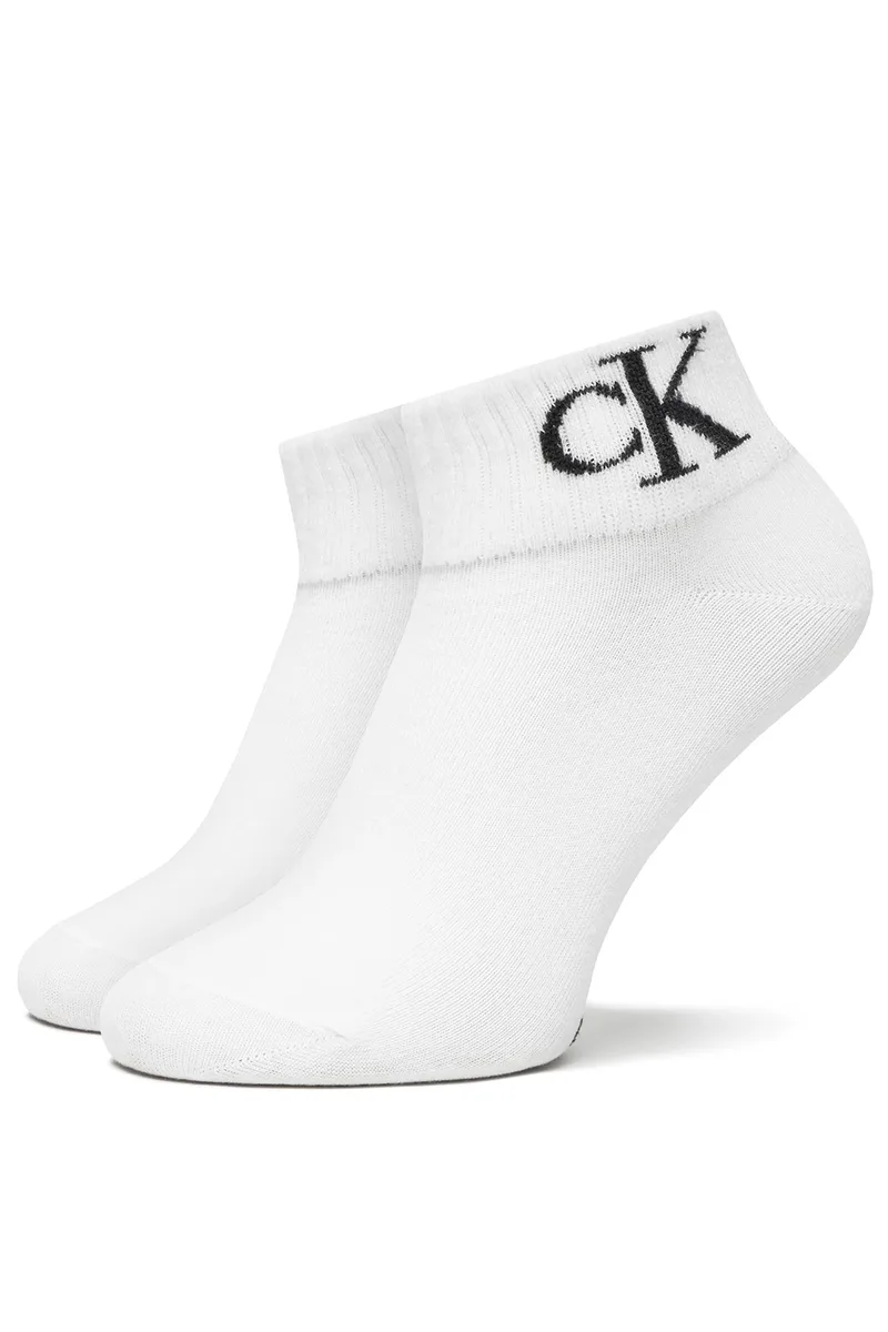 Calvin Klein Jeans γυναικείες κάλτσες με φαρδύ λάστιχο CKJ Womwn Quarter Monogram (Συσκ. με 2 ζεύγη)-701228813-002