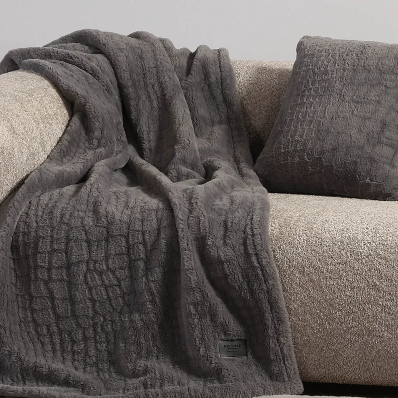 Γούνινη Κουβέρτα Καναπέ (130x180) Nef-Nef Homeware Mentor Grey
