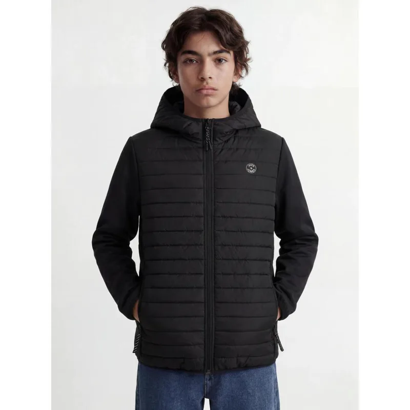Μπουφάν με Κουκούλα Αγόρι Jack & Jones Junior μαύρο