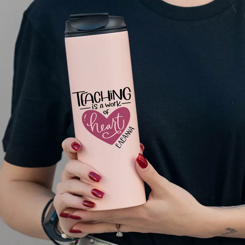 Teaching is a work of Heart - Sports Gym Θερμός 600 ml - Ροζ