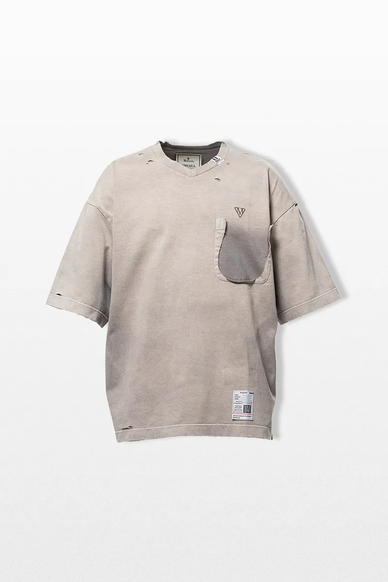 MAISON MIHARA YASUHIRO Ανδρικό Μπεζ Sun Faded V-Neck T-Shirt