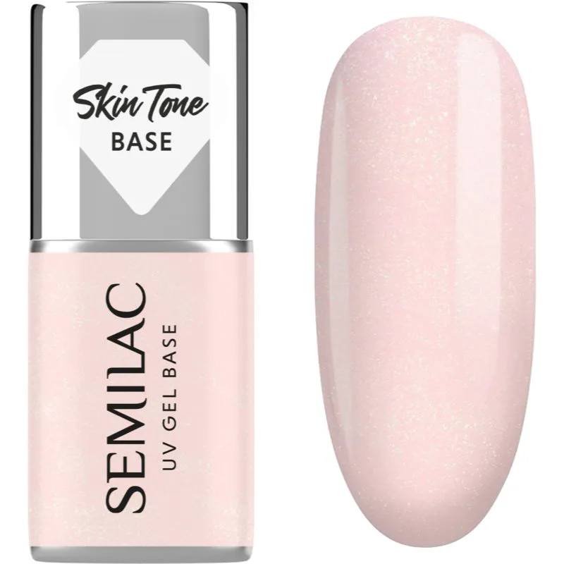 Semilac UV Gel Base Skin Tone Base βάση βερνίκι για τζελ νύχια απόχρωση Glitter Rose 7 ml