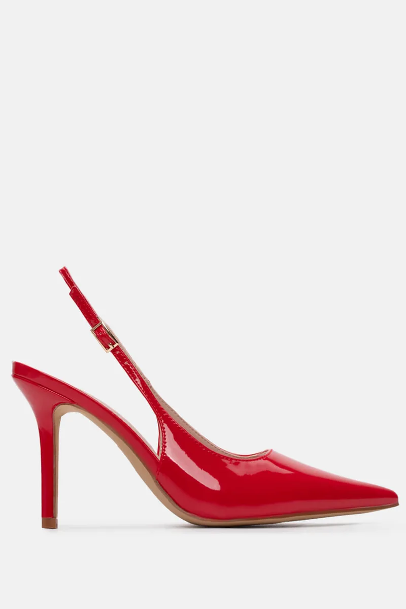Γόβες Slingback με Το΄κα - Κόκκινο-Λουστρίνι