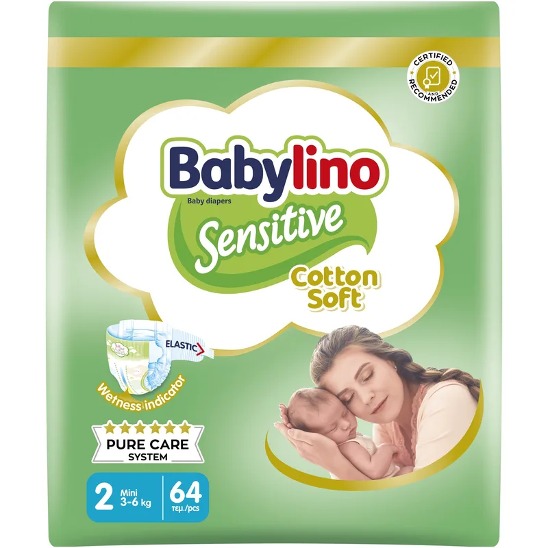 Babylino Sensitive Cotton Soft Mini Νο2 (3-6kg) 64 Τεμάχια