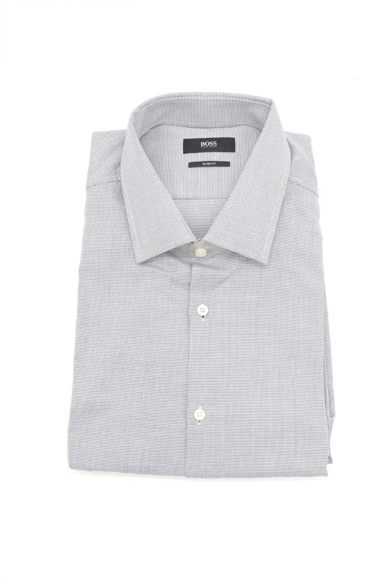 BOSS ΠΟΥΚΑΜΙΣΟ SLIM FIT JENNO ΜΙΚΡΟΣΧΕΔΙΟ ΜΠΛΕ