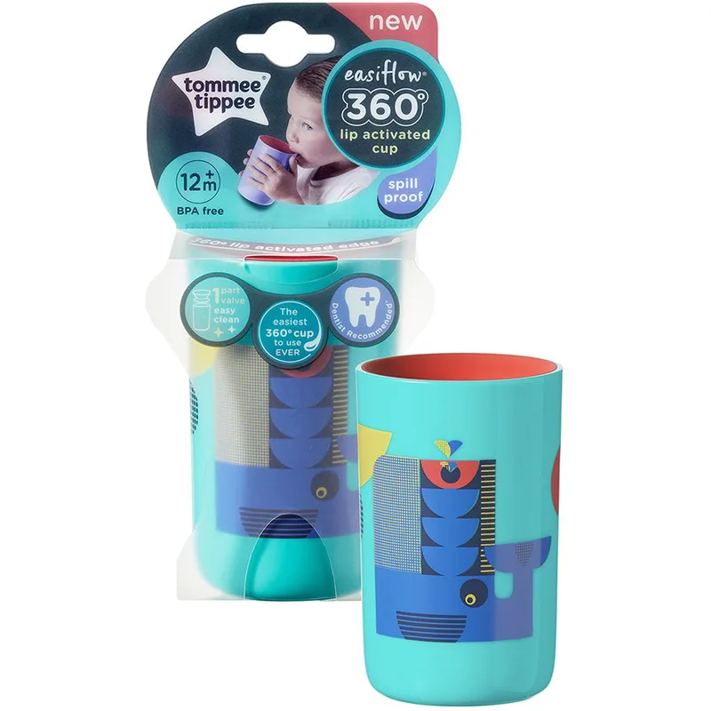 Tommee Tippee Insulated Easiflow 360° Cup with Lip Activated Rim Κωδ 447161 Εκπαιδευτικό Ισοθερμικό Κύπελο 12m+ Γαλάζιο 250ml